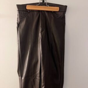 ZARA Chocolate Brown Faux Leather Legging Pant Trousers (Small)